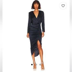 Marciano Black Ruched Long Sleeve Dress